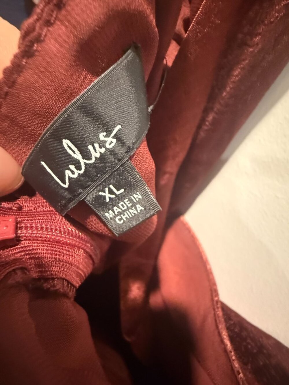 NWT Lulus Constantine Burgundy Satin Maxi Dress XL Formal Slit Gown - Picture 7 of 8